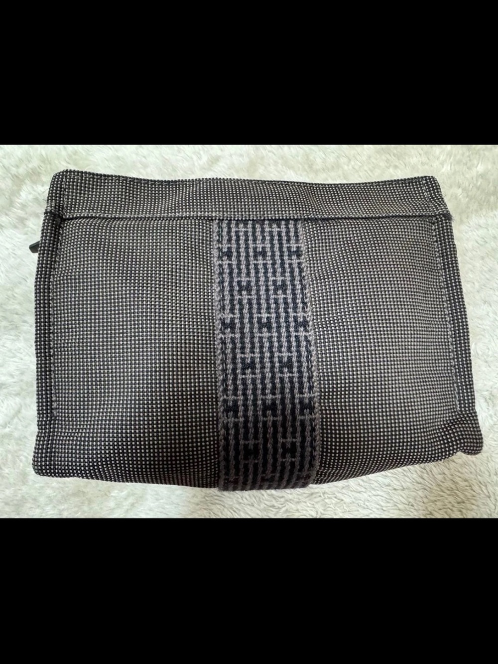 Hermes Black and Gray Woven Toiletry Pouch